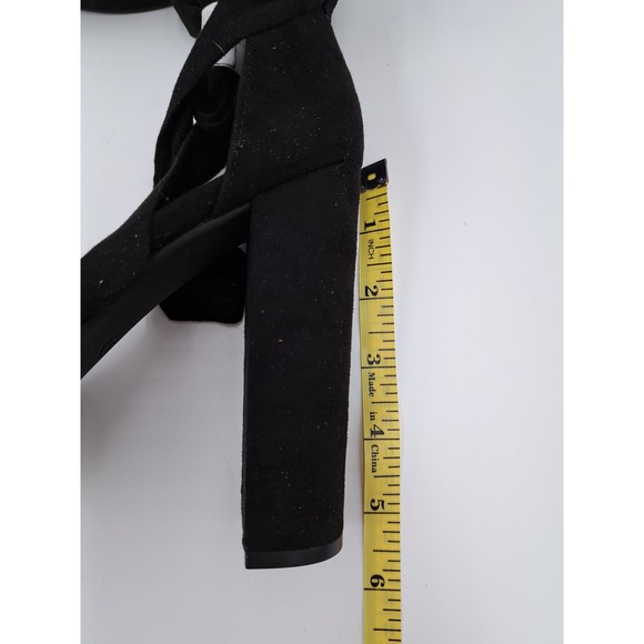 NWOB Dream Pairs Black Suede 5.5" High block heel ankle wrap dressy sandals 6 - Picture 6 of 9